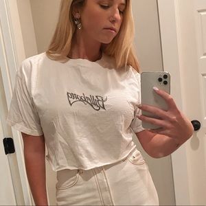 Vintage white cropped Billabong T-shirt